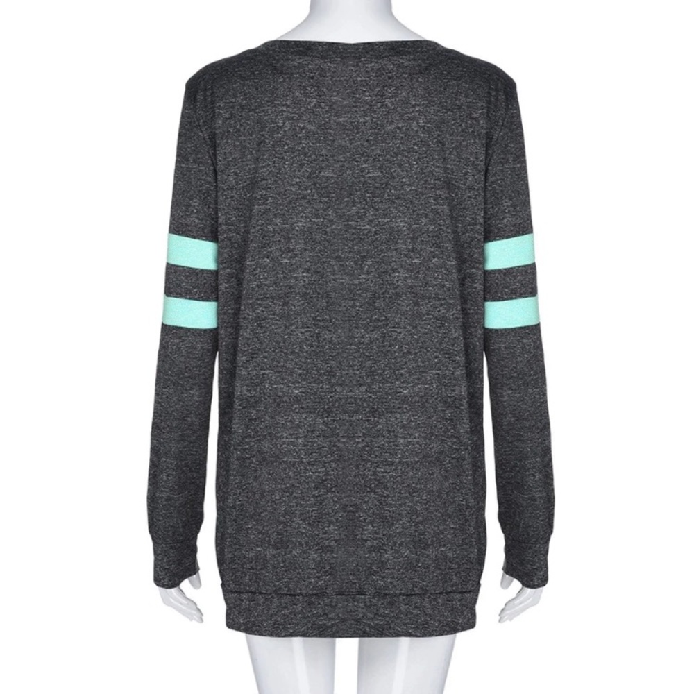 🧜🏼‍♀️ Gray Top with Teal Striped Sleeve 🧜🏼‍♀️ - Picture 4 of 6